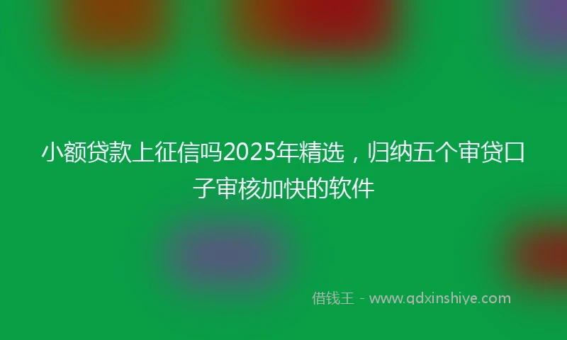 小额贷款上征信吗2025年精选，归纳五个审贷口子审核加快的软件