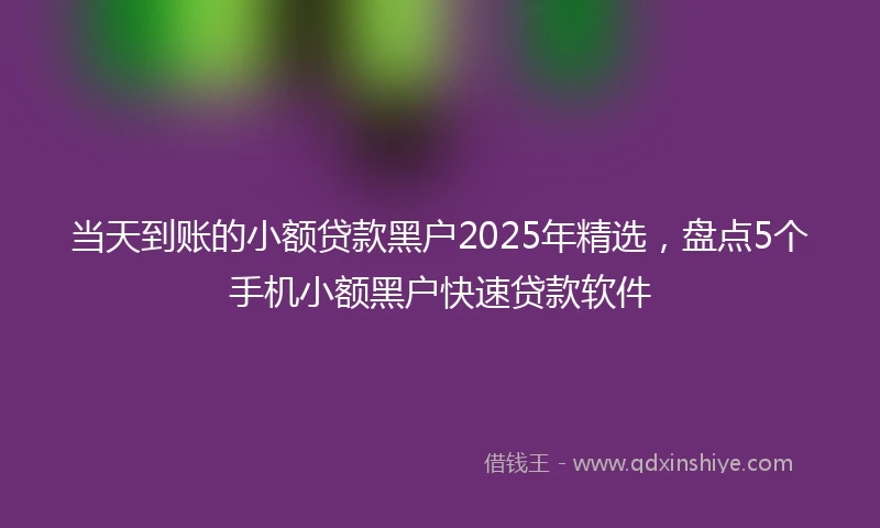 当天到账的小额贷款黑户2025年精选，盘点5个手机小额黑户快速贷款软件