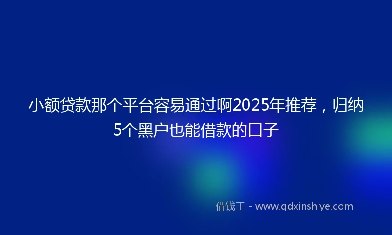 小额贷款那个平台容易通过啊2025年推荐，归纳5个黑户也能借款的口子