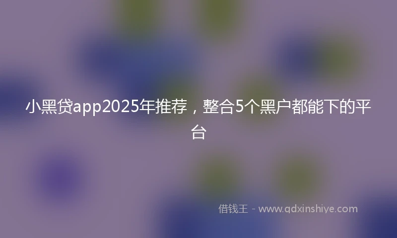 小黑贷app2025年推荐，整合5个黑户都能下的平台