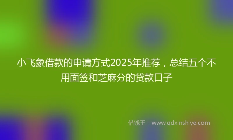 小飞象借款的申请方式2025年推荐，总结五个不用面签和芝麻分的贷款口子