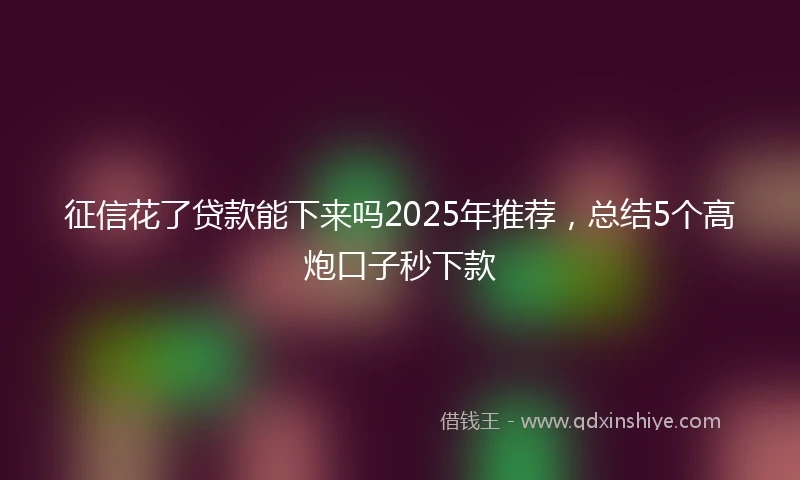 征信花了贷款能下来吗2025年推荐，总结5个高炮口子秒下款