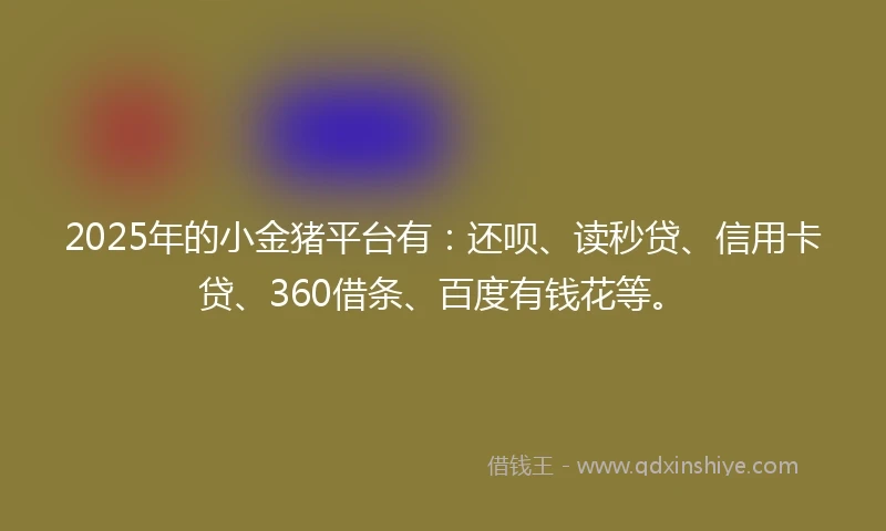 2025年的小金猪平台有：还呗、读秒贷、信用卡贷、360借条、百度有钱花等。
