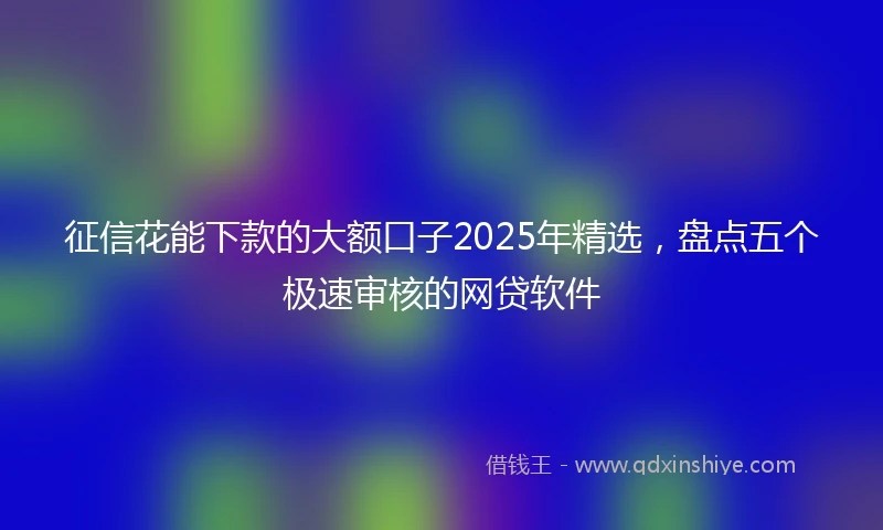 征信花能下款的大额口子2025年精选,盘点五个极速审核的网贷软件