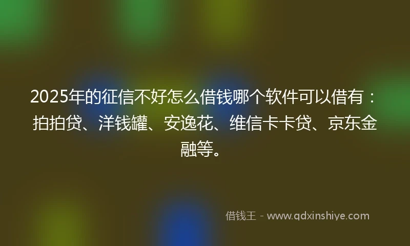 2025年的征信不好怎么借钱哪个软件可以借有：拍拍贷、洋钱罐、安逸花、维信卡卡贷、京东金融等。