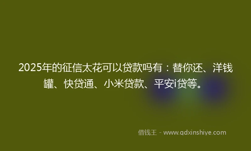 2025年的征信太花可以贷款吗有：替你还、洋钱罐、快贷通、小米贷款、平安i贷等。