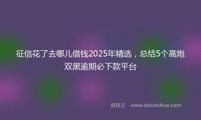 征信花了去哪儿借钱2025年精选，总结5个高炮双黑逾期必下款平台