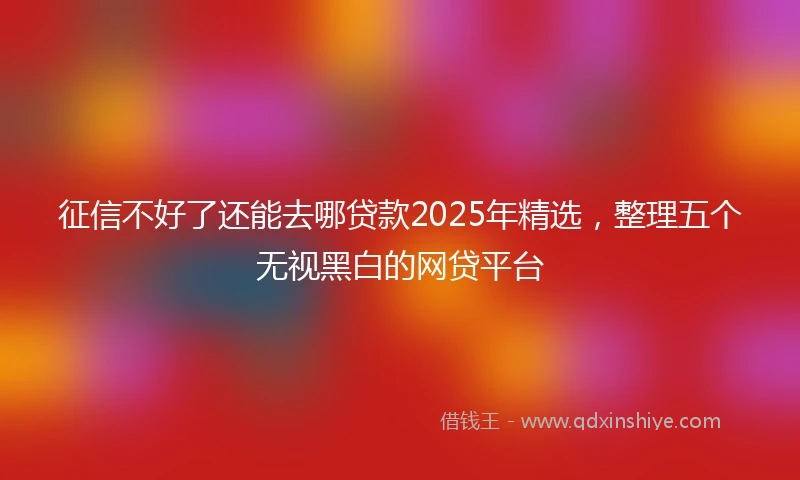征信不好了还能去哪贷款2025年精选，整理五个无视黑白的网贷平台