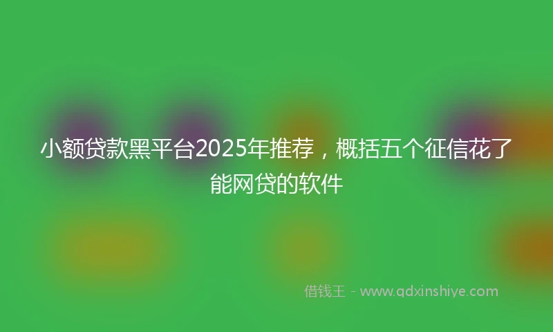 小额贷款黑平台2025年推荐，概括五个征信花了能网贷的软件