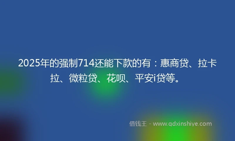 2025年的强制714还能下款的有：惠商贷、拉卡拉、微粒贷、花呗、平安i贷等。