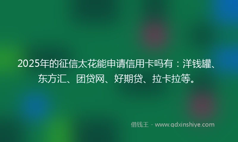 2025年的征信太花能申请信用卡吗有：洋钱罐、东方汇、团贷网、好期贷、拉卡拉等。
