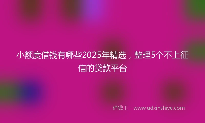 小额度借钱有哪些2025年精选，整理5个不上征信的贷款平台