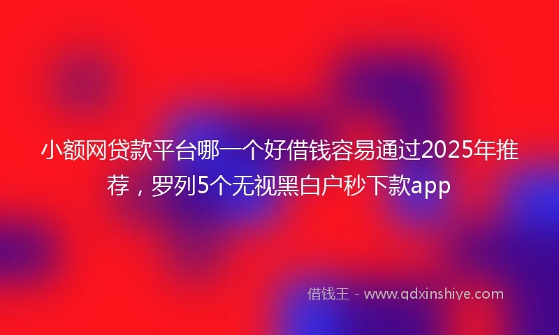小额网贷款平台哪一个好借钱容易通过2025年推荐，罗列5个无视黑白户秒下款app
