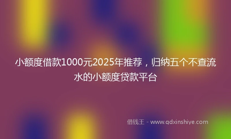 小额度借款1000元2025年推荐，归纳五个不查流水的小额度贷款平台