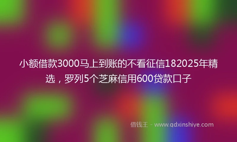 小额借款3000马上到账的不看征信182025年精选，罗列5个芝麻信用600贷款口子