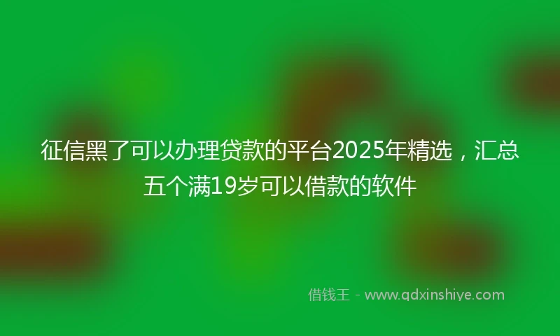 征信黑了可以办理贷款的平台2025年精选，汇总五个满19岁可以借款的软件