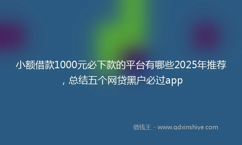 小额借款1000元必下款的平台有哪些2025年推荐，总结五个网贷黑户必过app