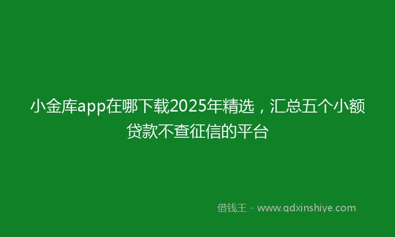 小金库app在哪下载2025年精选，汇总五个小额贷款不查征信的平台