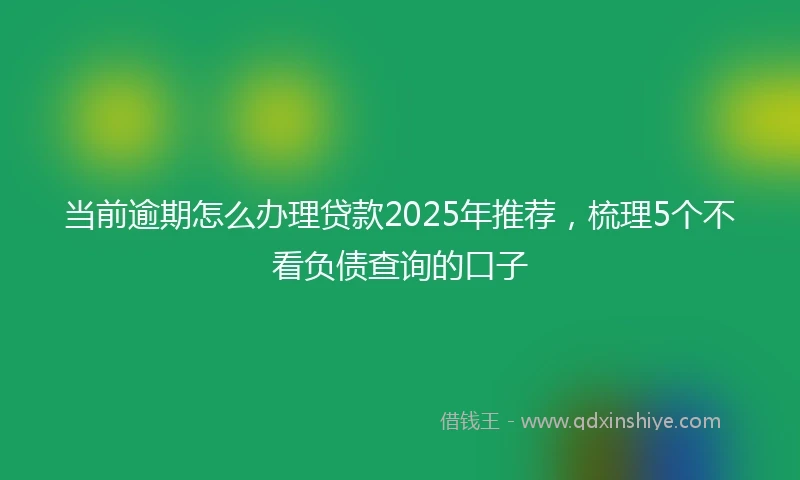 当前逾期怎么办理贷款2025年推荐，梳理5个不看负债查询的口子