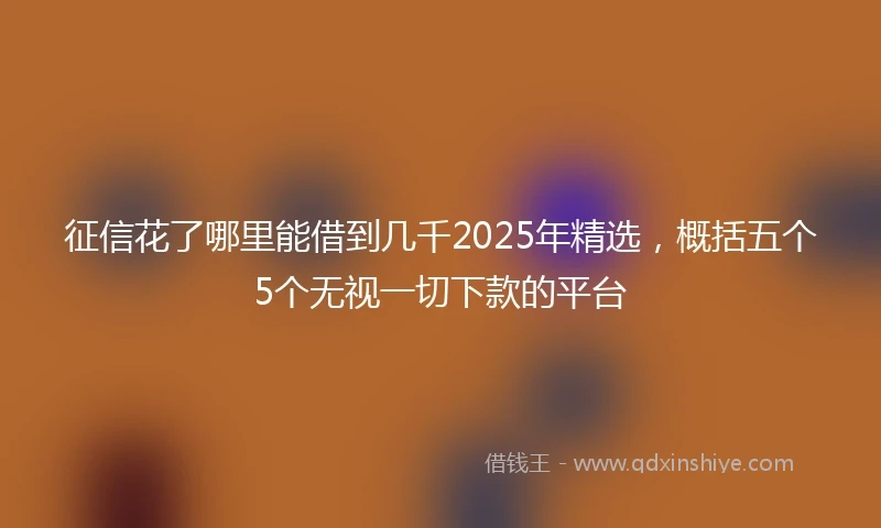 征信花了哪里能借到几千2025年精选，概括五个5个无视一切下款的平台