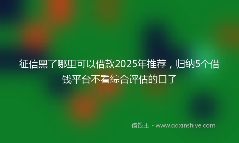 征信黑了哪里可以借款2025年推荐，归纳5个借钱平台不看综合评估的口子