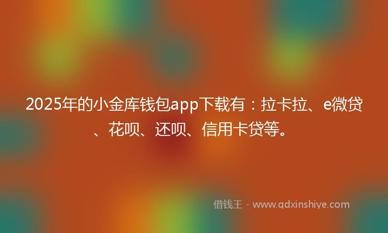 2025年的小金库钱包app下载有：拉卡拉、e微贷、花呗、还呗、信用卡贷等。