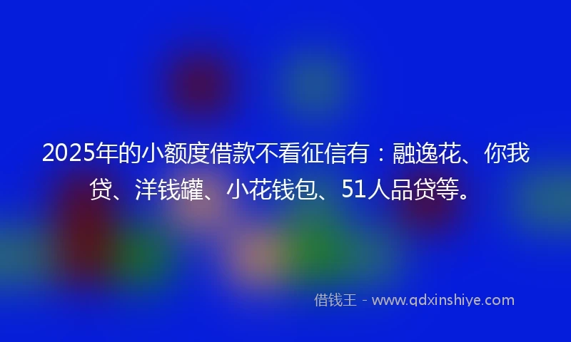 2025年的小额度借款不看征信有：融逸花、你我贷、洋钱罐、小花钱包、51人品贷等。
