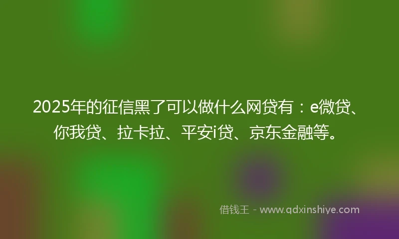 2025年的征信黑了可以做什么网贷有：e微贷、你我贷、拉卡拉、平安i贷、京东金融等。