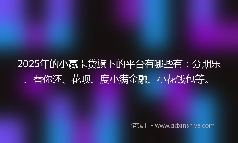 2025年的小赢卡贷旗下的平台有哪些有：分期乐、替你还、花呗、度小满金融、小花钱包等。