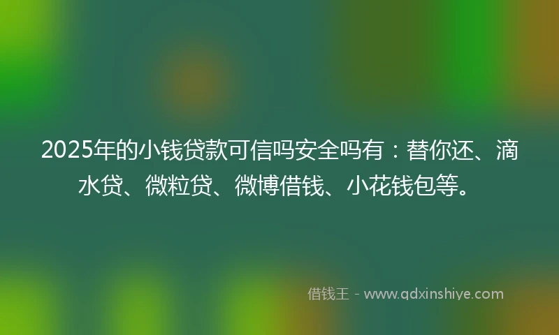 2025年的小钱贷款可信吗安全吗有：替你还、滴水贷、微粒贷、微博借钱、小花钱包等。