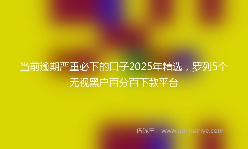 当前逾期严重必下的口子2025年精选，罗列5个无视黑户百分百下款平台