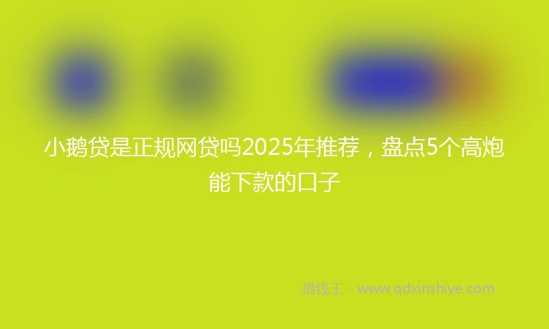 小鹅贷是正规网贷吗2025年推荐,盘点5个高炮能下款的口子