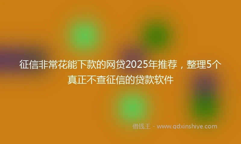 征信非常花能下款的网贷2025年推荐，整理5个真正不查征信的贷款软件