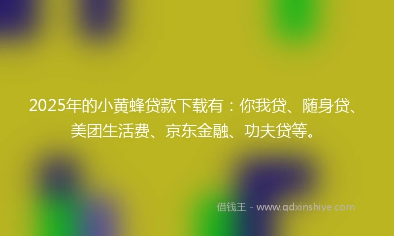 2025年的小黄蜂贷款下载有：你我贷、随身贷、美团生活费、京东金融、功夫贷等。