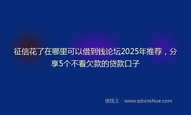征信花了在哪里可以借到钱论坛2025年推荐，分享5个不看欠款的贷款口子