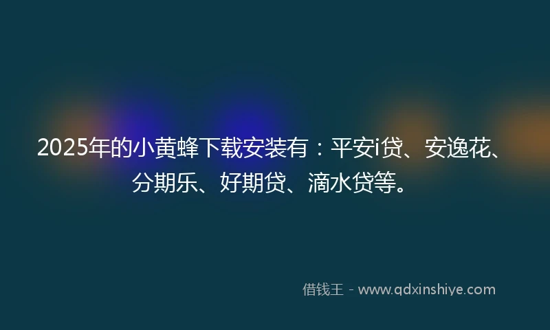 2025年的小黄蜂下载安装有：平安i贷、安逸花、分期乐、好期贷、滴水贷等。