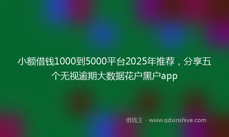 小额借钱1000到5000平台2025年推荐，分享五个无视逾期大数据花户黑户app