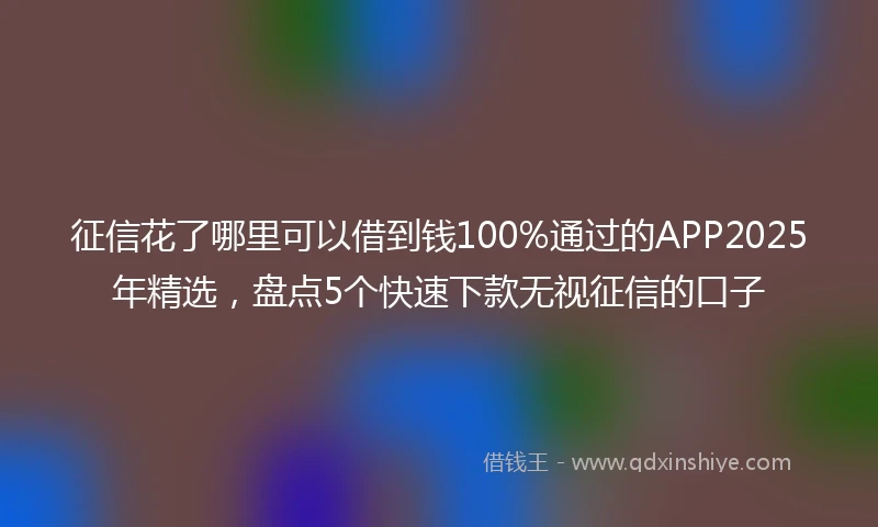 征信花了哪里可以借到钱100%通过的APP2025年精选，盘点5个快速下款无视征信的口子