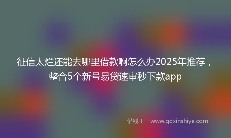 征信太烂还能去哪里借款啊怎么办2025年推荐，整合5个新号易贷速审秒下款app