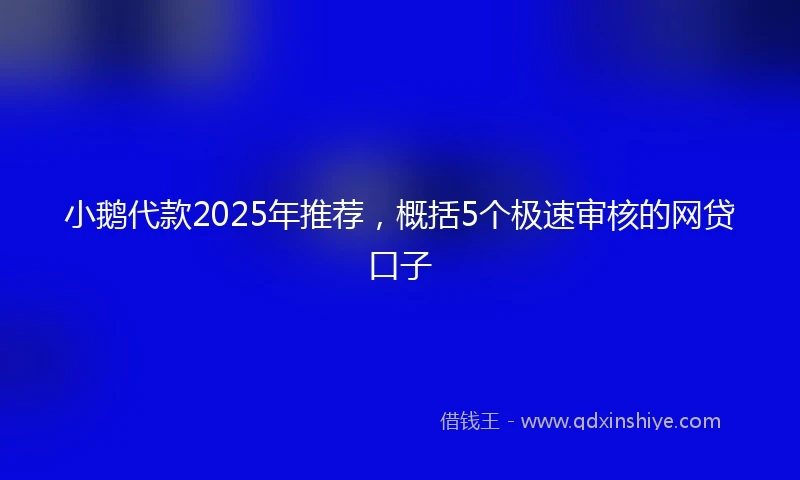 小鹅代款2025年推荐,概括5个极速审核的网贷口子