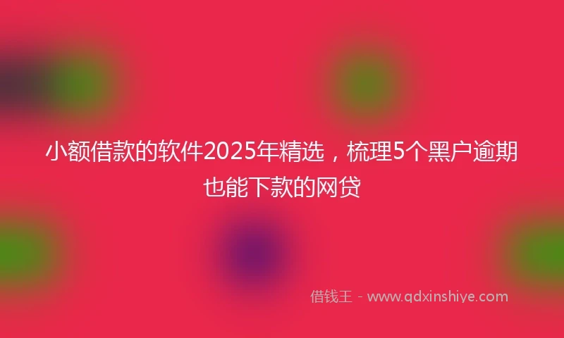 小额借款的软件2025年精选，梳理5个黑户逾期也能下款的网贷