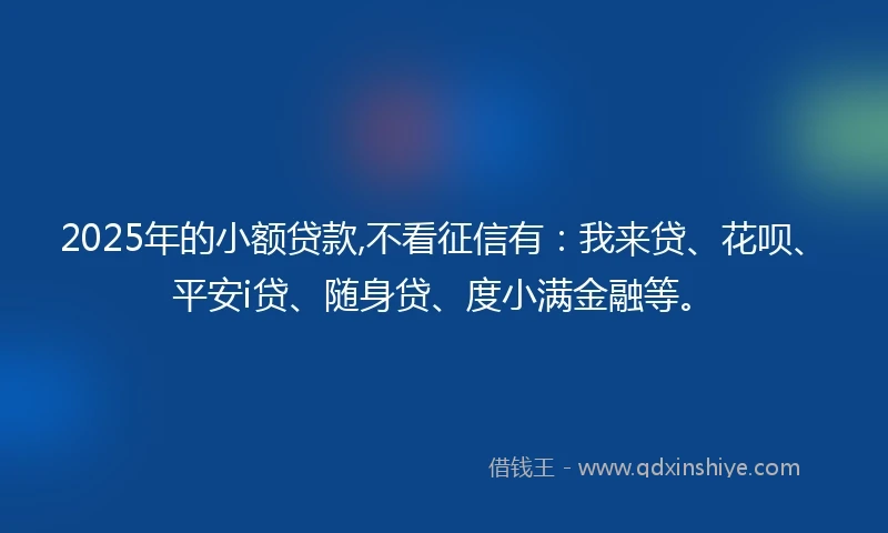 2025年的小额贷款,不看征信有：我来贷、花呗、平安i贷、随身贷、度小满金融等。