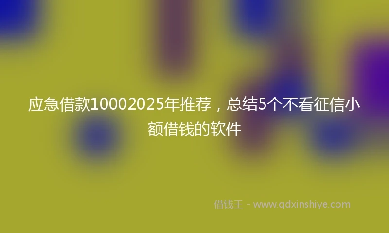 应急借款10002025年推荐，总结5个不看征信小额借钱的软件