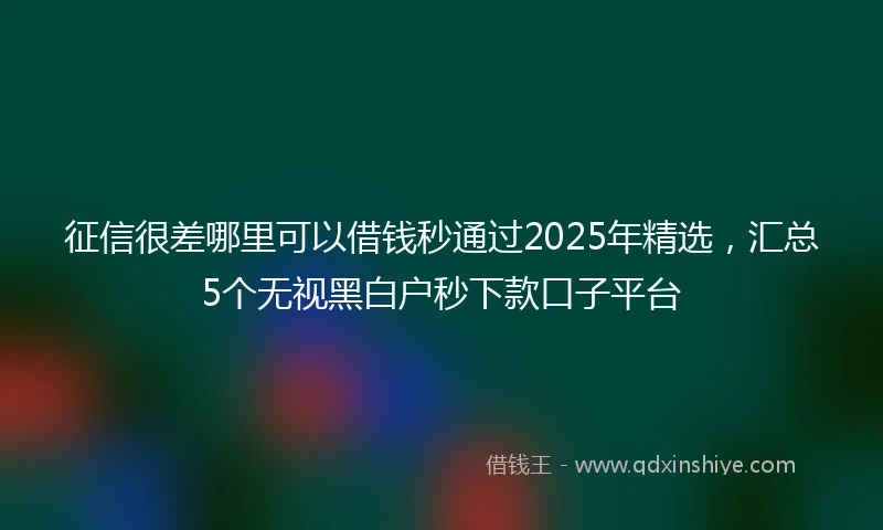 征信很差哪里可以借钱秒通过2025年精选，汇总5个无视黑白户秒下款口子平台