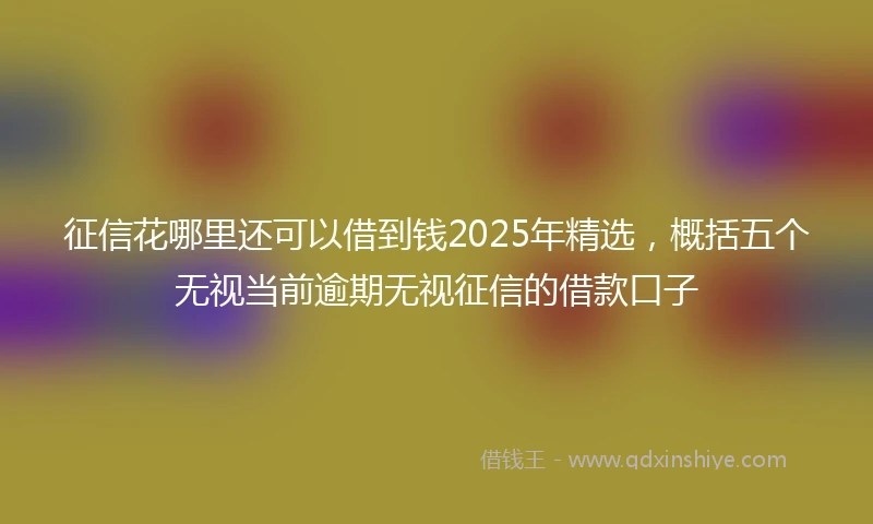 征信花哪里还可以借到钱2025年精选，概括五个无视当前逾期无视征信的借款口子