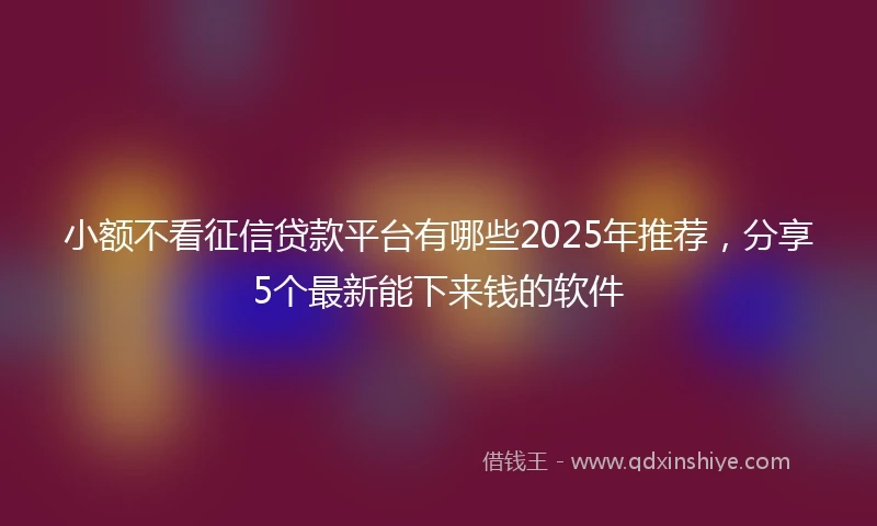 小额不看征信贷款平台有哪些2025年推荐，分享5个最新能下来钱的软件
