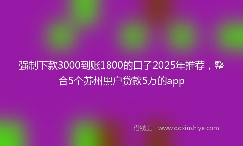 强制下款3000到账1800的口子2025年推荐，整合5个苏州黑户贷款5万的app