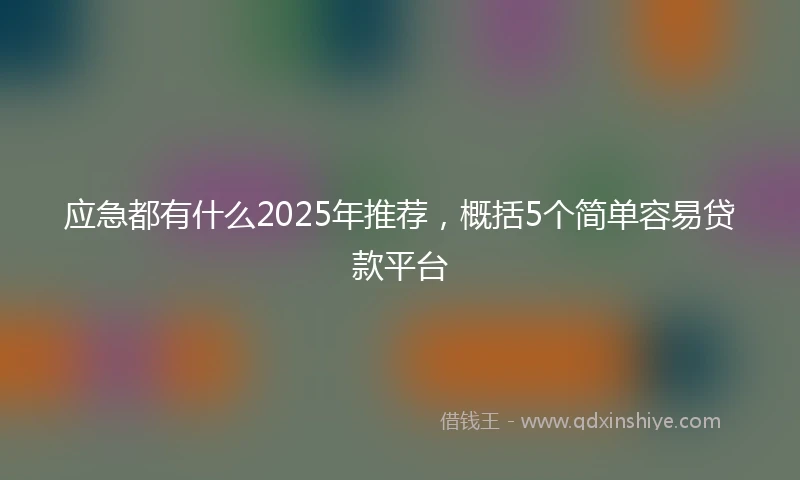 应急都有什么2025年推荐，概括5个简单容易贷款平台