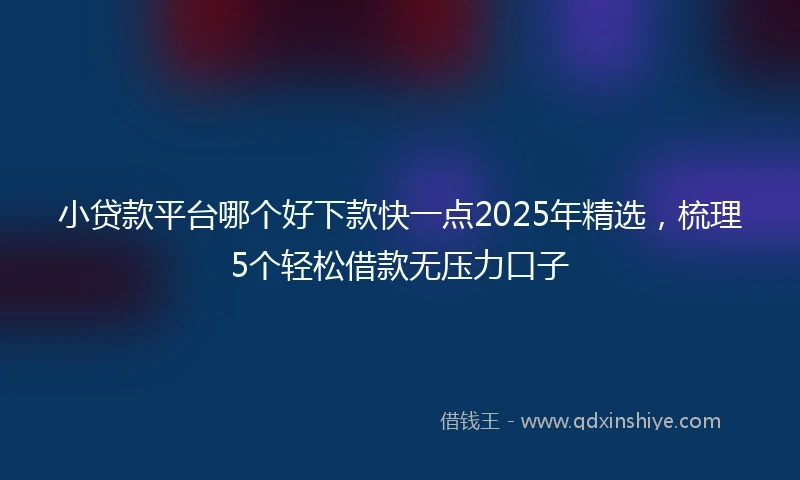 小贷款平台哪个好下款快一点2025年精选，梳理5个轻松借款无压力口子
