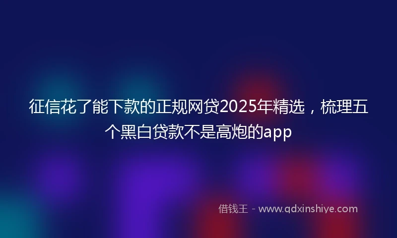 征信花了能下款的正规网贷2025年精选，梳理五个黑白贷款不是高炮的app